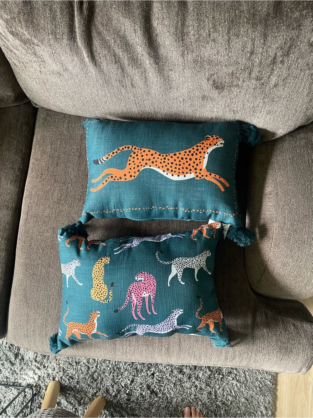 Teal Cheetah Print Decorative Throw Pillow Set - BRAND NEW
